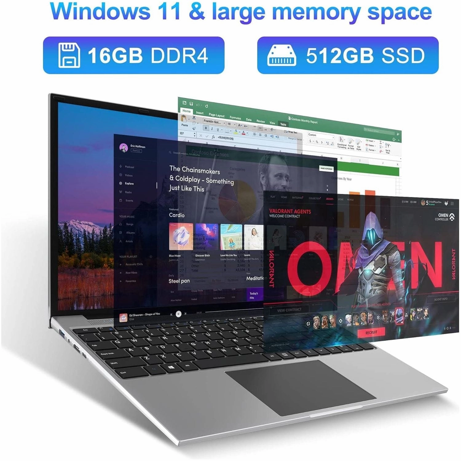 Jumper S5MAX Laptop - 16GB RAM, 512GB SSD, Intel Celeron N5095, 1920x1200 FHD, Quad Stereo Speakers, 38Wh Battery, Bluetooth 4.0 - Space Gray