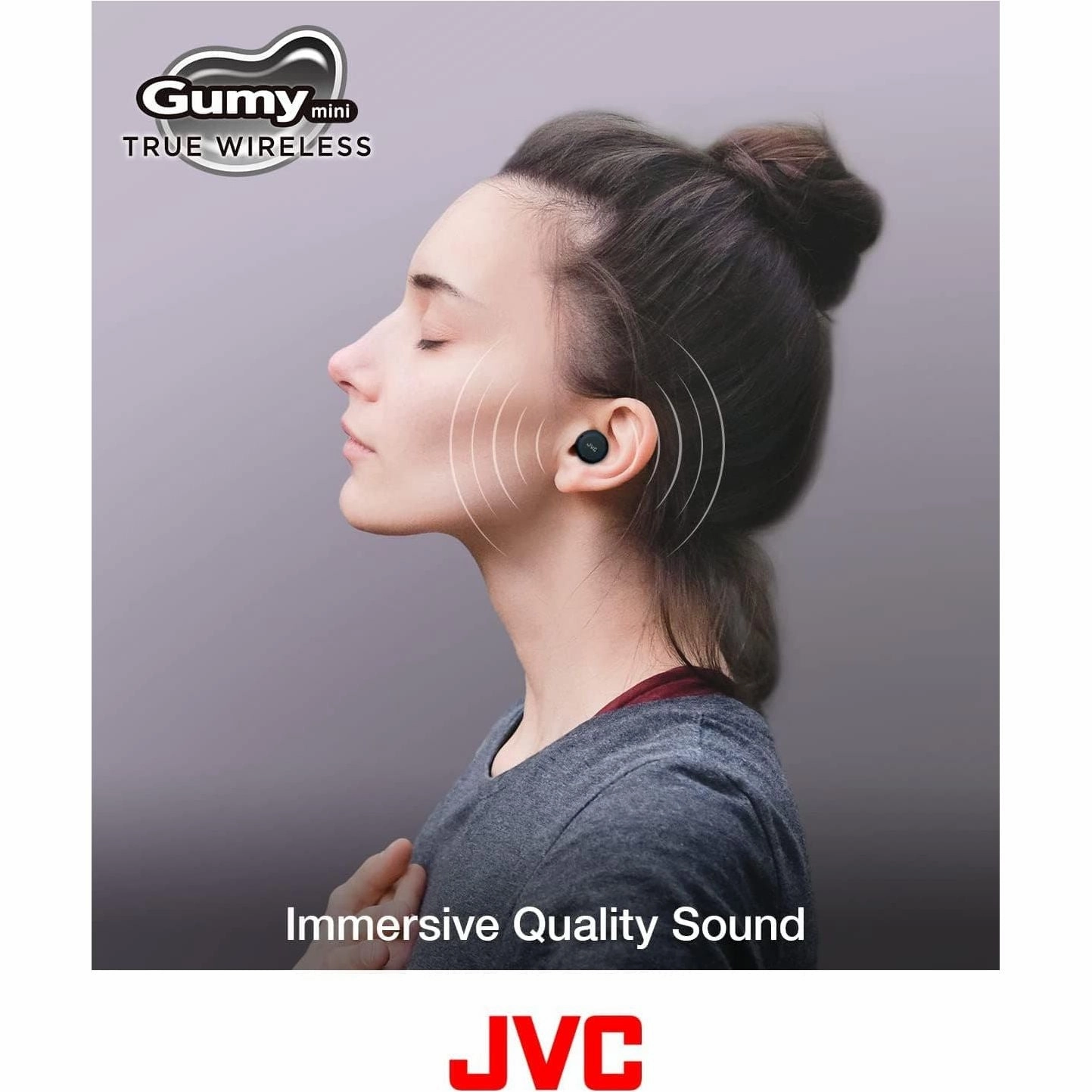 JVC Gumy Mini Earbuds - Wireless, Bluetooth 5.1, IPX4 Water Resistant, 15-Hour Battery, Lightweight - HA-Z55T-B Black