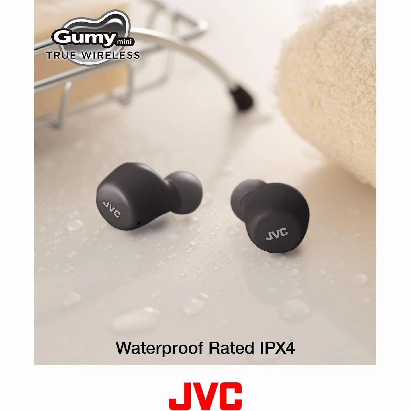 JVC Gumy Mini Earbuds - Wireless, Bluetooth 5.1, IPX4 Water Resistant, 15-Hour Battery, Lightweight - HA-Z55T-B Black