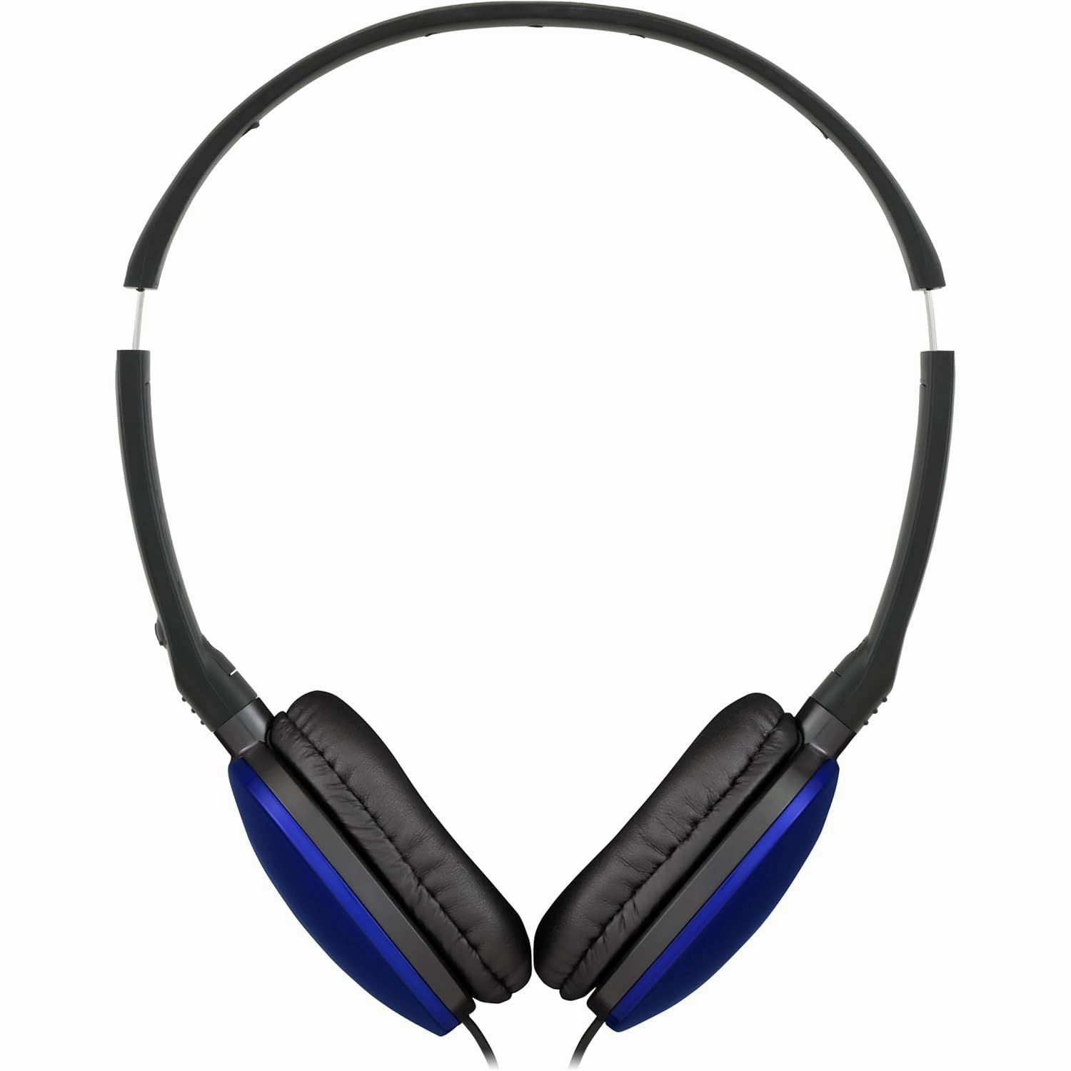 JVC HA-S160M-A Flats Foldable Compact Headphones - Glossy Blue, On/Off Microphone Switch, Perfect for Teleworking & Online Seminars