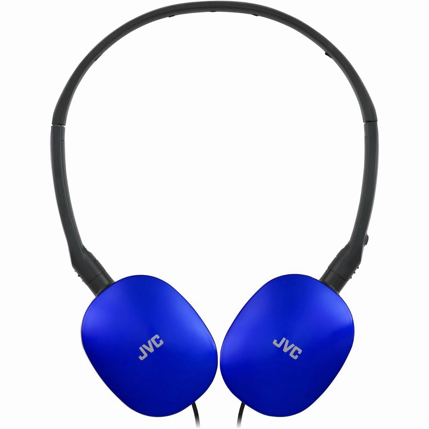 JVC HA-S160M-A Flats Foldable Compact Headphones - Glossy Blue, On/Off Microphone Switch, Perfect for Teleworking & Online Seminars