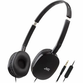 JVC HA-S160M-B Flats Foldable Headphones with Microphone - Black earbuds and headphones, true wireless earbuds, noise cancelling earbuds