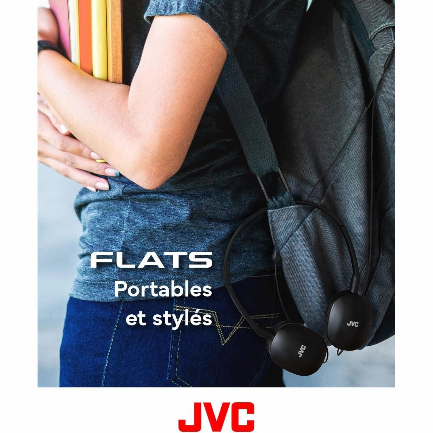 JVC HA-S160M-B Flats Foldable Headphones with Microphone - Black