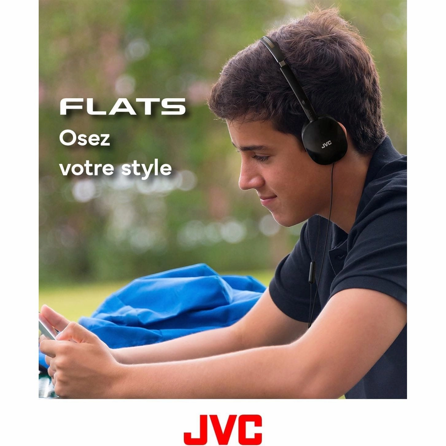 JVC HA-S160M-B Flats Foldable Headphones with Microphone - Black