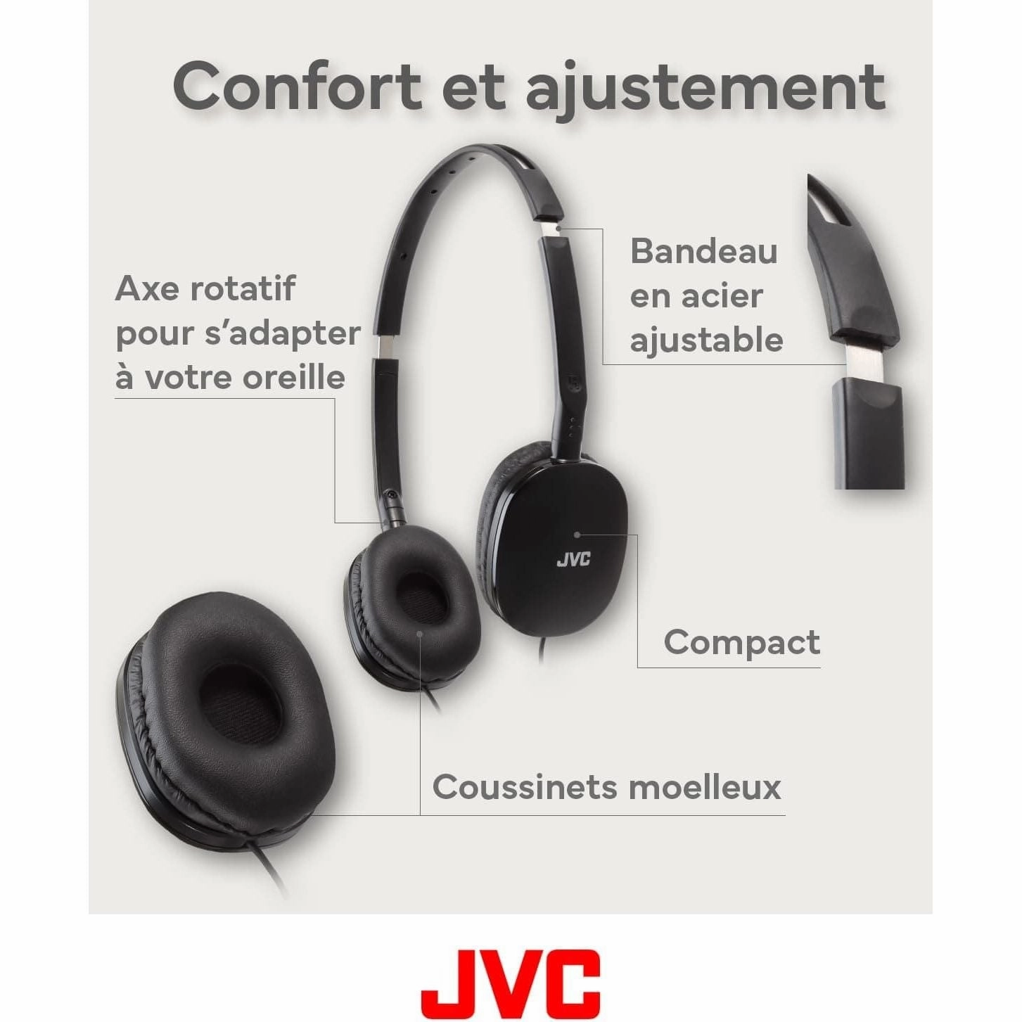 JVC HA-S160M-B Flats Foldable Headphones with Microphone - Black