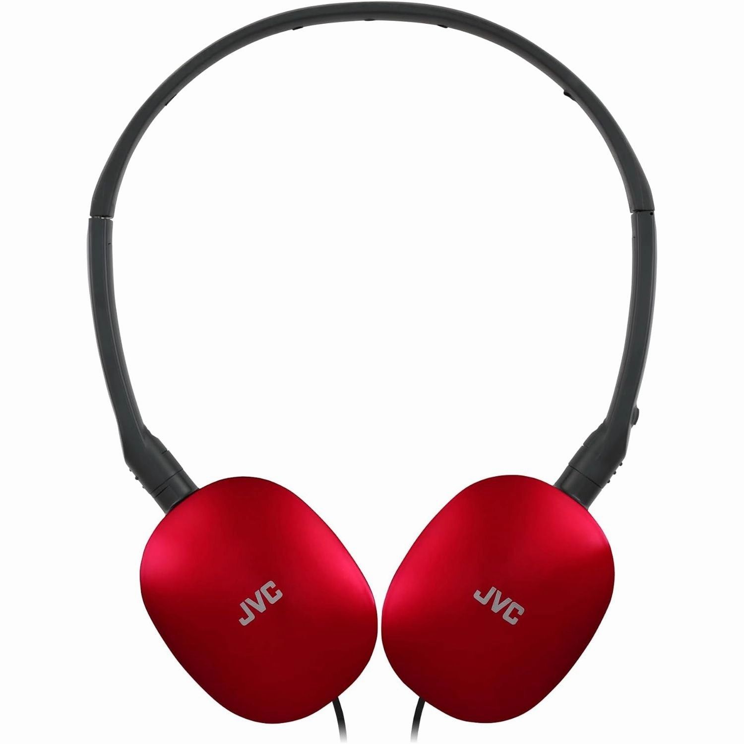 JVC HA-S160M-R Flats Foldable Compact Headphones - Glossy Red, On/Off Microphone Switch, Ideal for Teleworking & Online Seminars