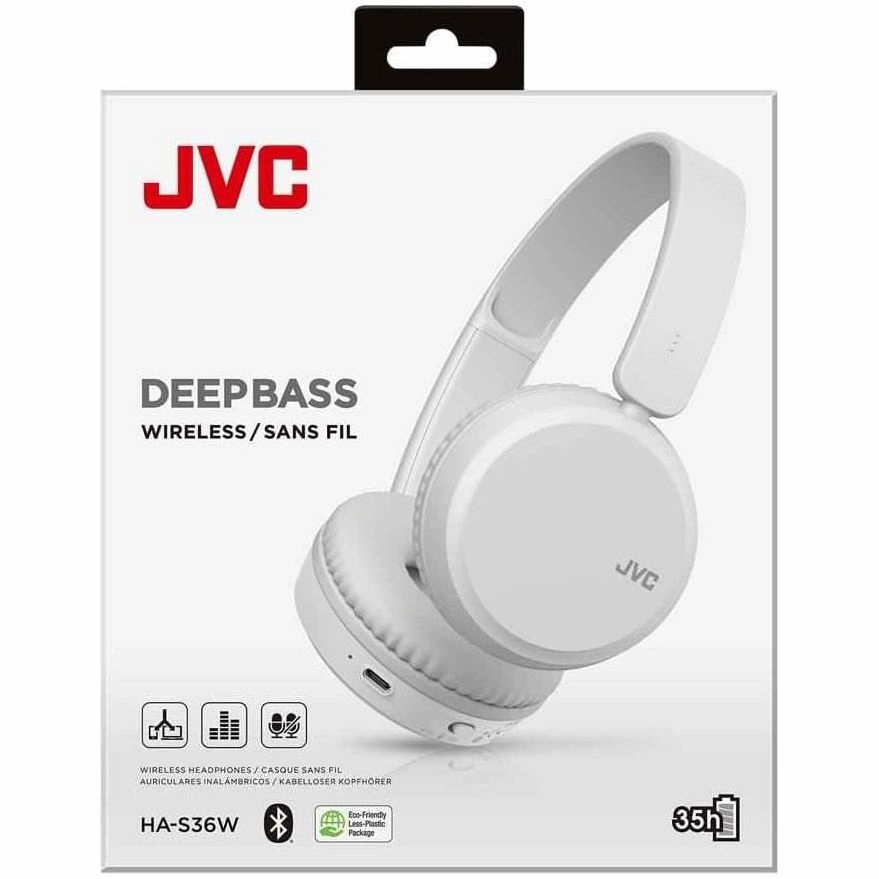 JVC HA-S36W Wireless Bluetooth On Ear Headphones - White