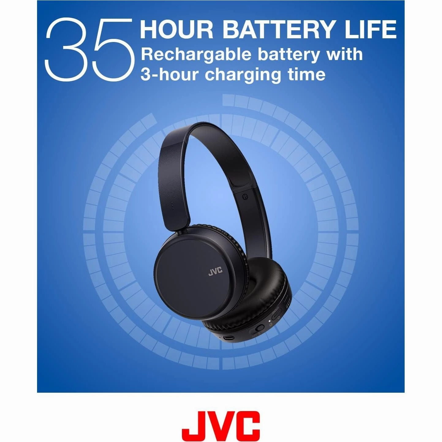 JVC HA-S36WA Bluetooth 5.2 Over-Ear Headphones - Lightweight, Blue