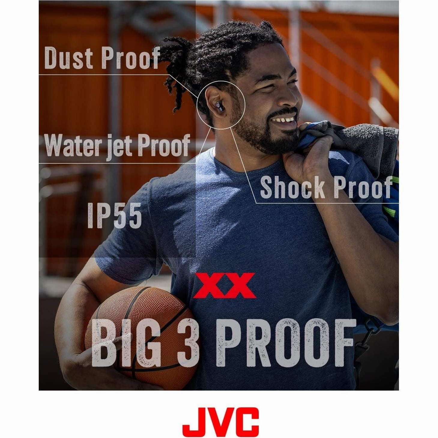 JVC HA-XC62T XX True Wireless Earbuds, 24 Hours Playtime, Water, Dust and Shock Proof, Black & Red