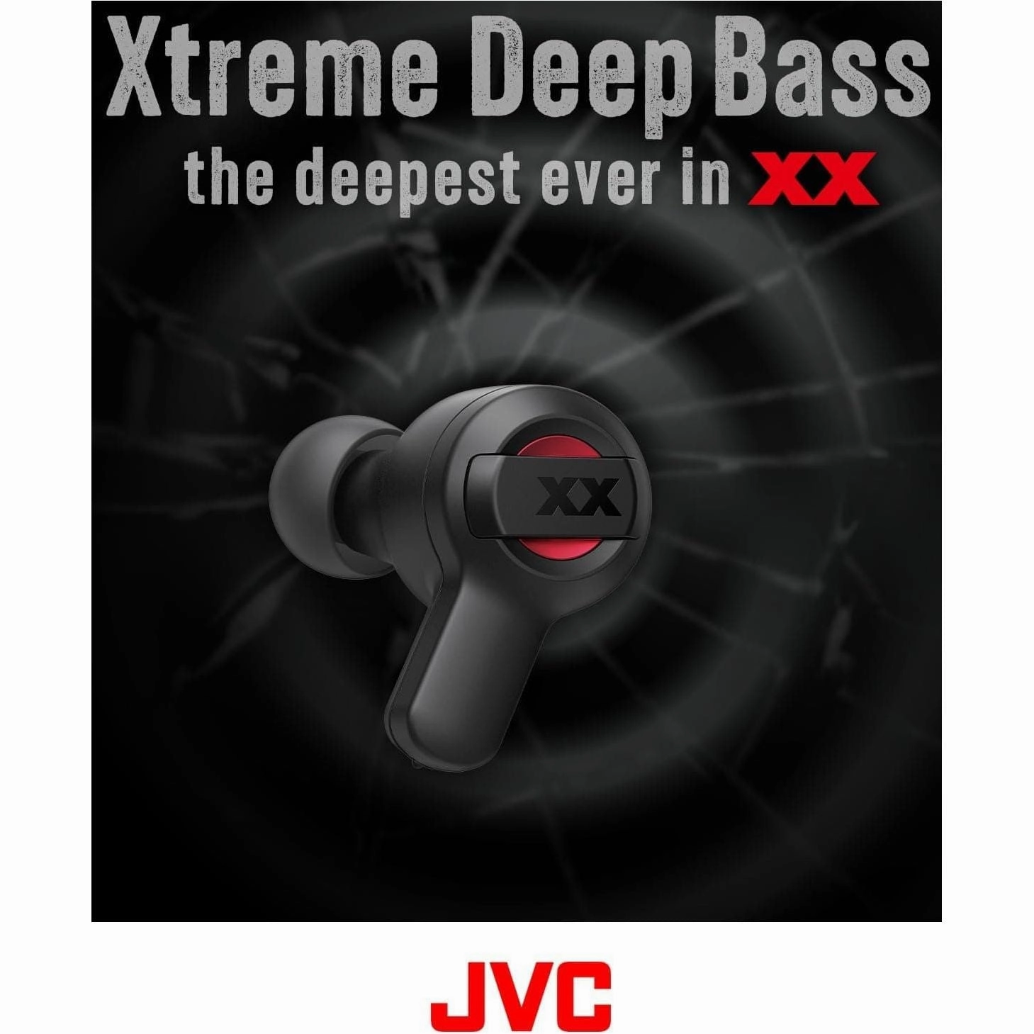 JVC HA-XC62T XX True Wireless Earbuds, 24 Hours Playtime, Water, Dust and Shock Proof, Black & Red