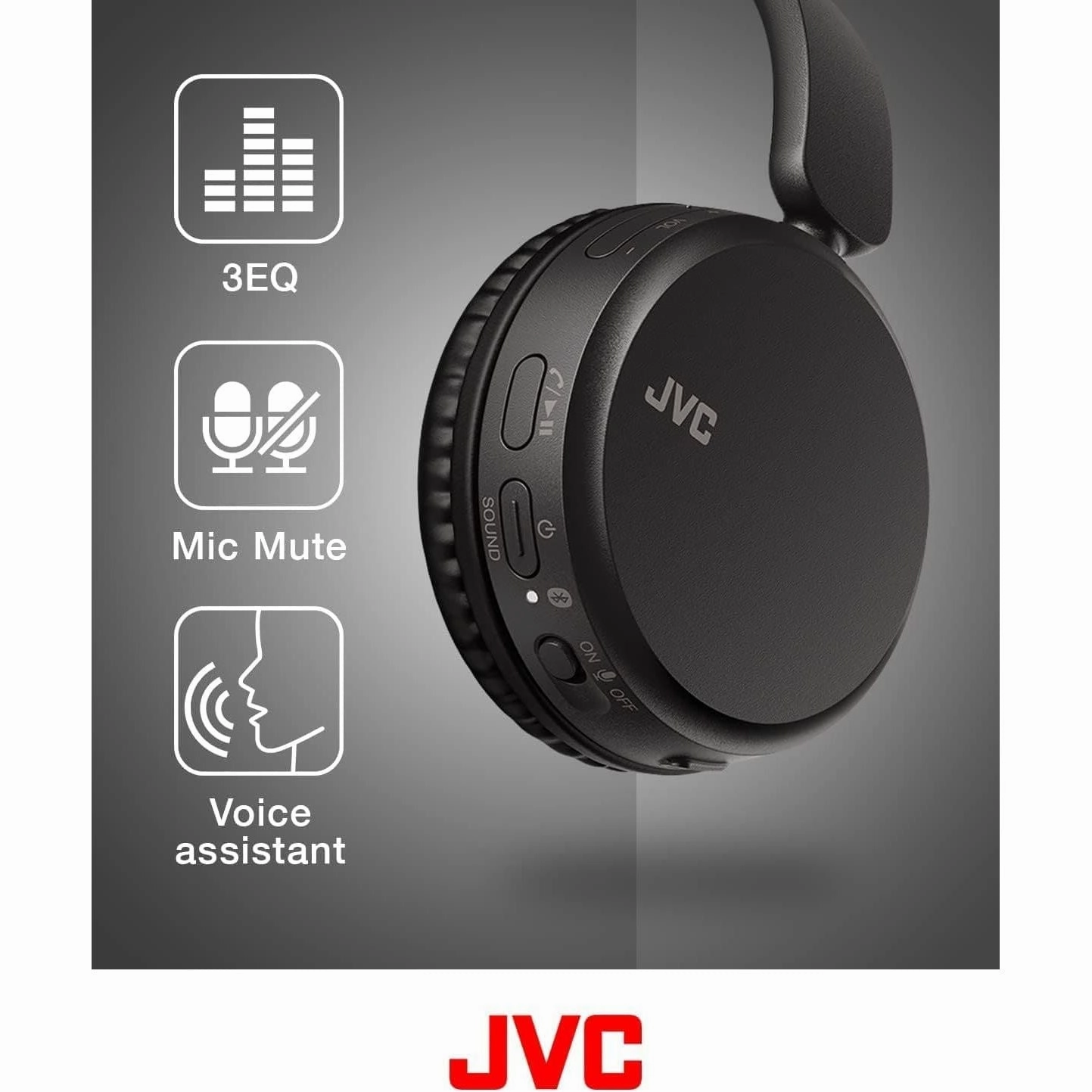 JVC HA-Z37W-A Wireless Bluetooth On-Ear Headphones - 35-Hour Battery Life (Blue)