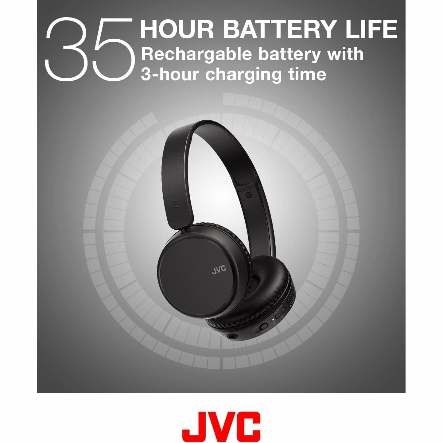 JVC HA-Z37W-A Wireless Bluetooth On-Ear Headphones - 35-Hour Battery Life (Blue)