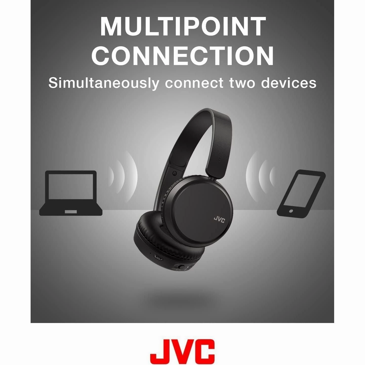 JVC HA-Z37W-A Wireless Bluetooth On-Ear Headphones - 35-Hour Battery Life (Blue)