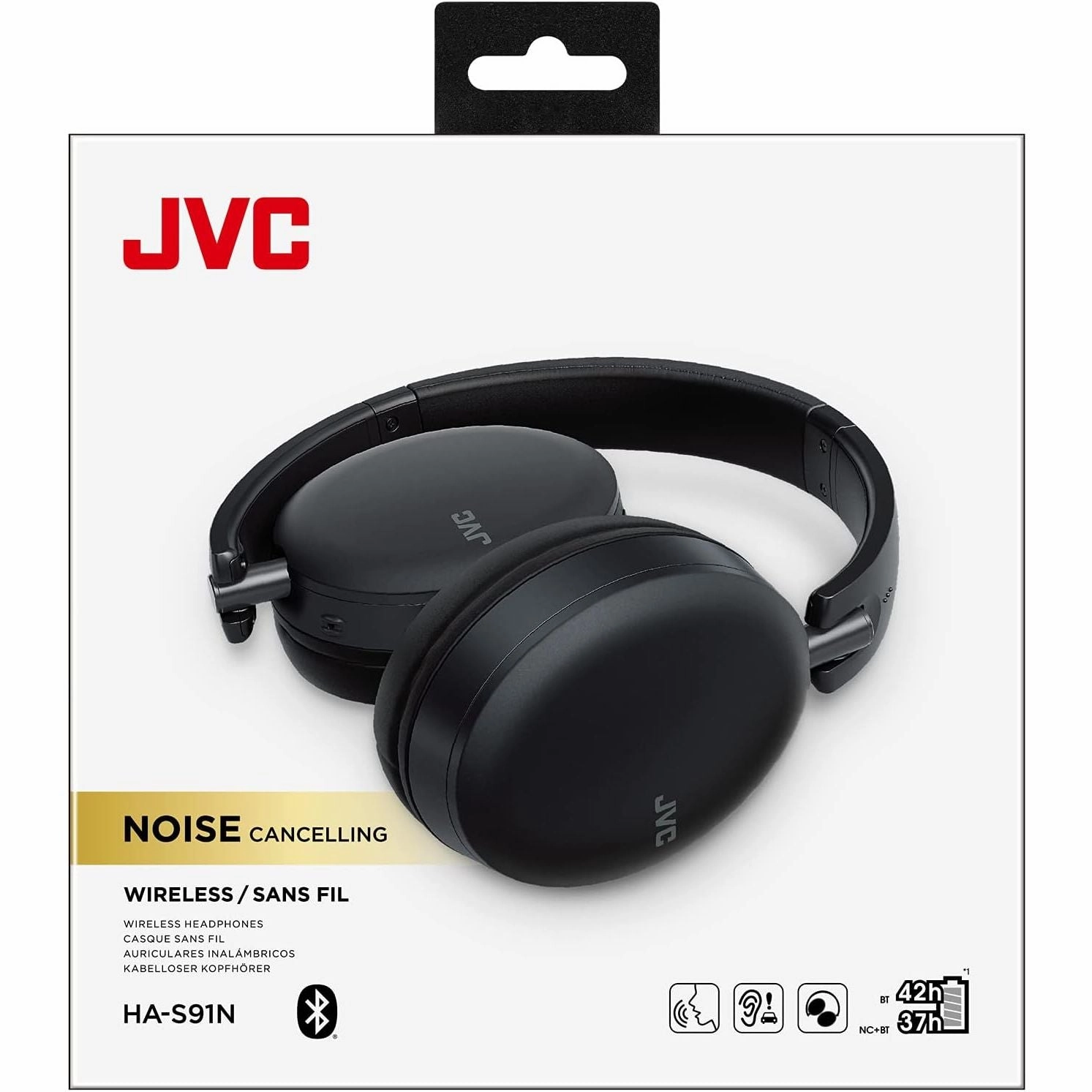 JVC HAS91N Noise Cancelling Bluetooth Headphones - Black
