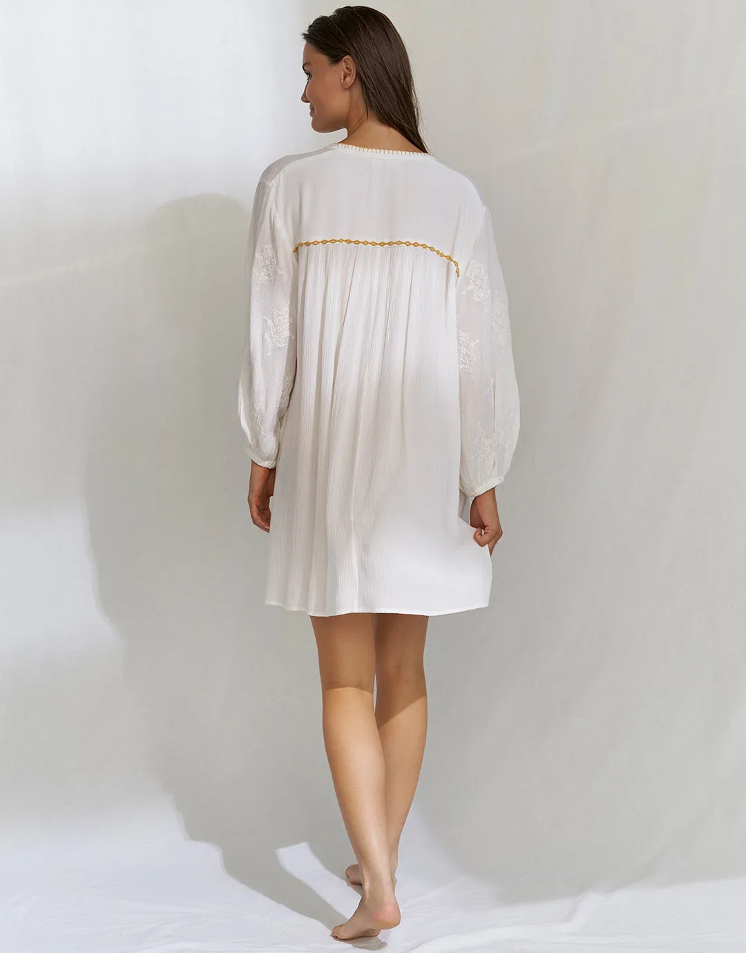 Kaftan Tunic - White and Pineapple