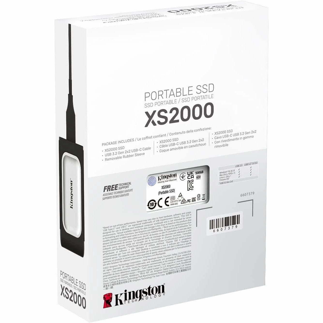Kingston XS2000 500GB - External SSD - USB Type-C 3.2 Gen 2x2 - Portable Drive - Up to 2000MB/s read, 2000MB/s write