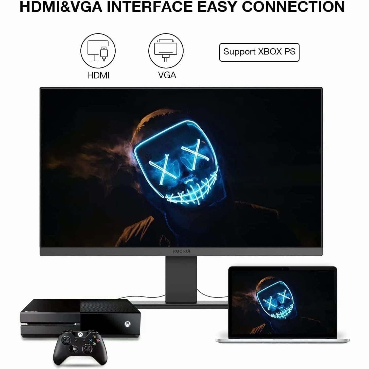 KOORUI 22 Inch Business Computer Monitor, FHD 1080p 75hz Desktop Monitor, Ultra Thin Eye Care Bezel HDMI VGA Ports LED Monitor for PC, Black