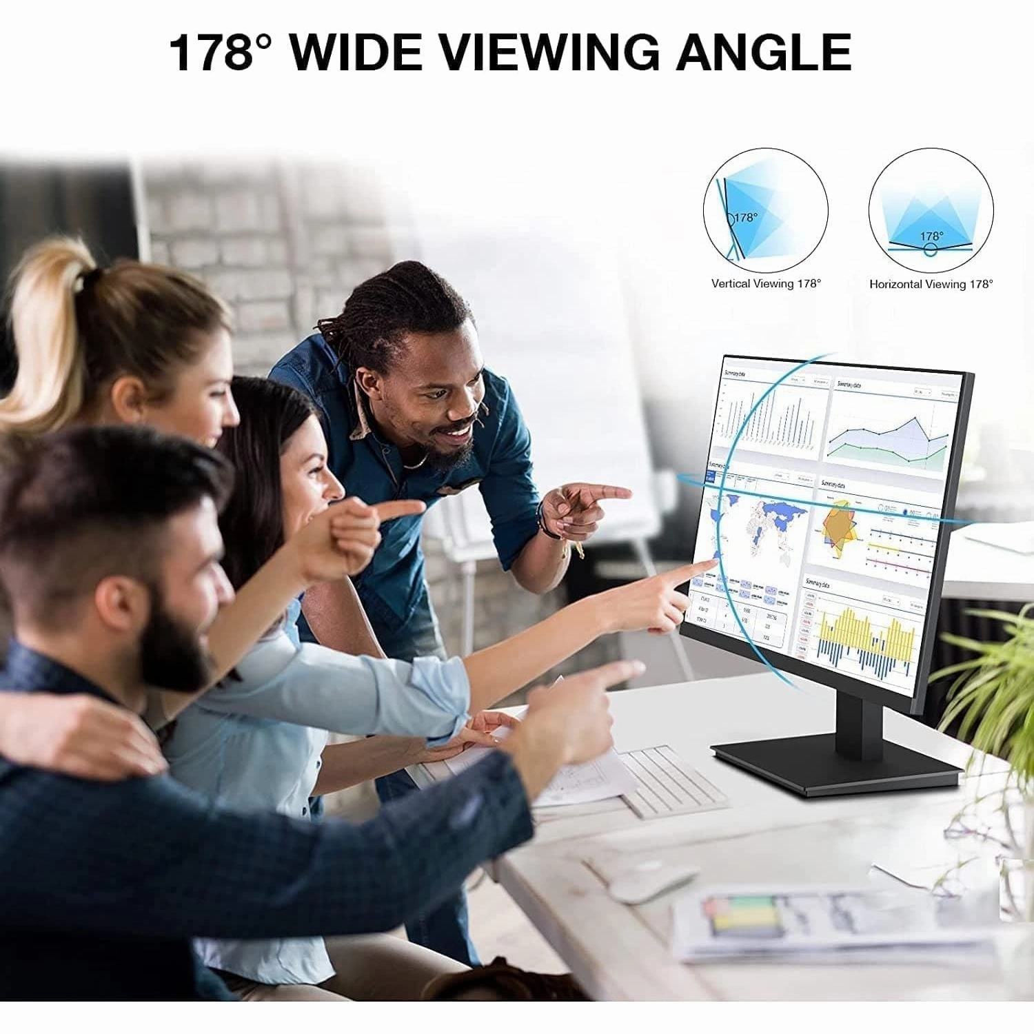 KOORUI 22 Inch Business Computer Monitor, FHD 1080p 75hz Desktop Monitor, Ultra Thin Eye Care Bezel HDMI VGA Ports LED Monitor for PC, Black