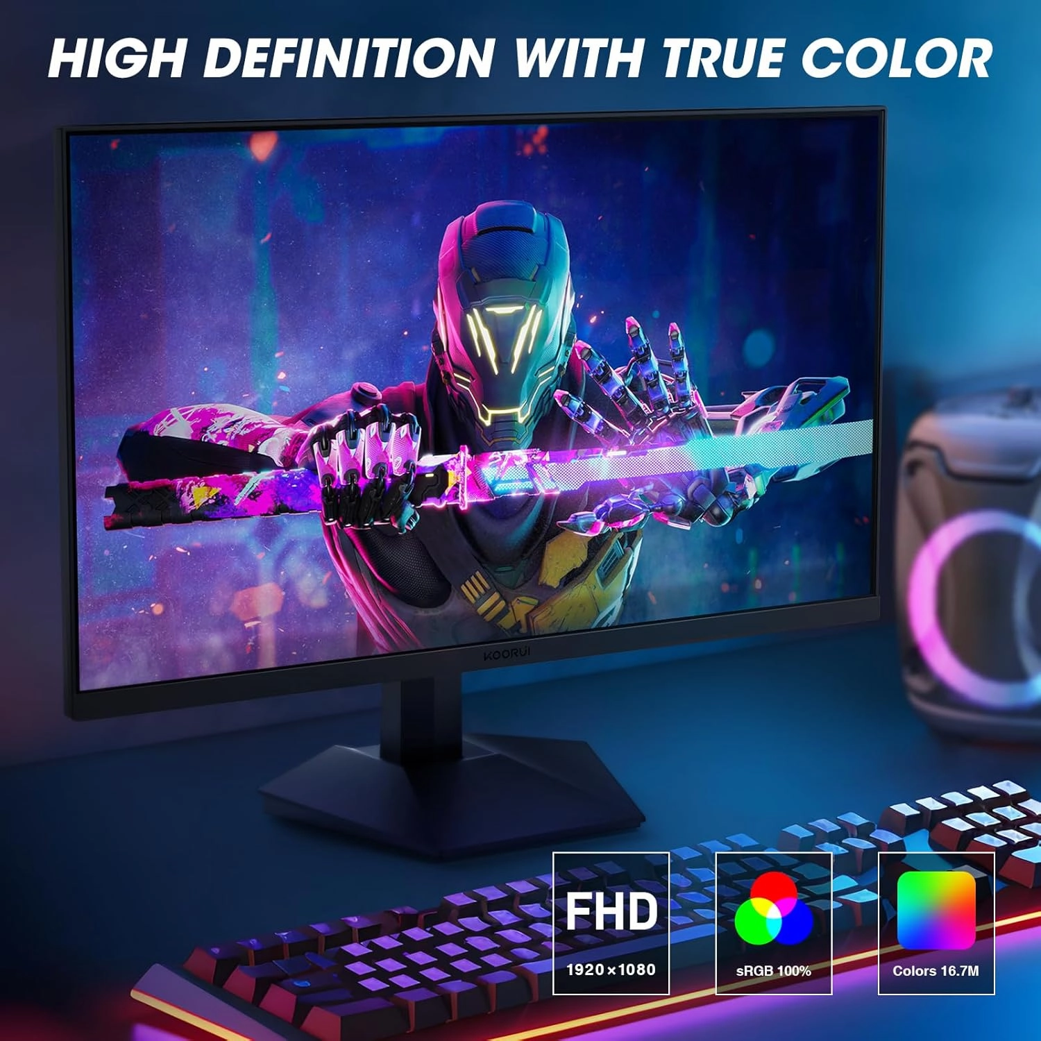 KOORUI 24" Gaming Monitor - FHD 1080P, 165Hz, 1ms VA Panel, AdaptiveSync Technology