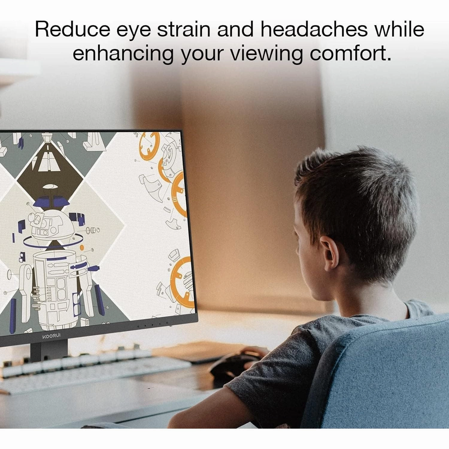 KOORUI 27" FHD Frameless Monitor - 1080P, 75Hz, HDMI VGA, 99% sRGB, 5ms, Eye Care, Virtually Borderless Display