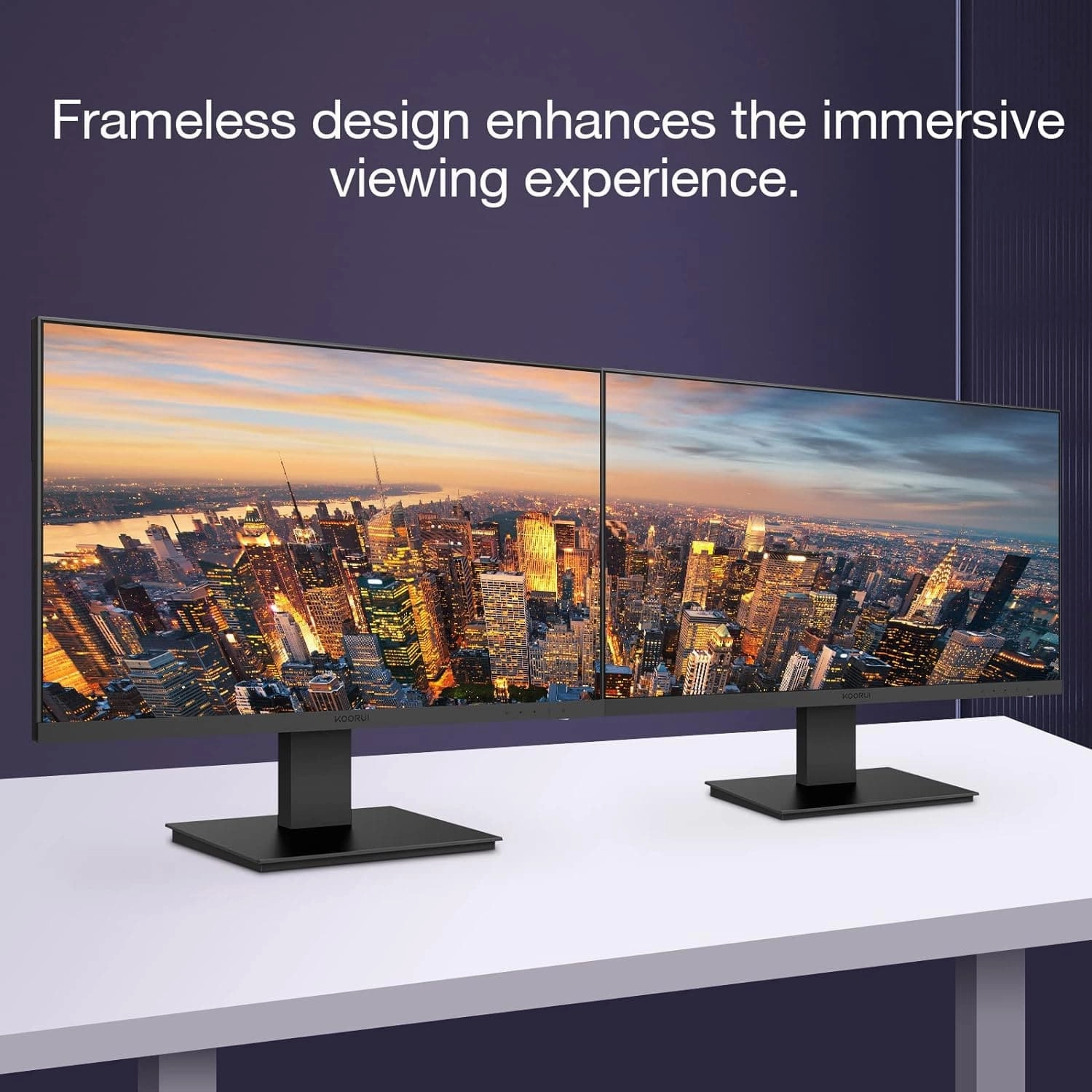 KOORUI 27" FHD Frameless Monitor - 1080P, 75Hz, HDMI VGA, 99% sRGB, 5ms, Eye Care, Virtually Borderless Display