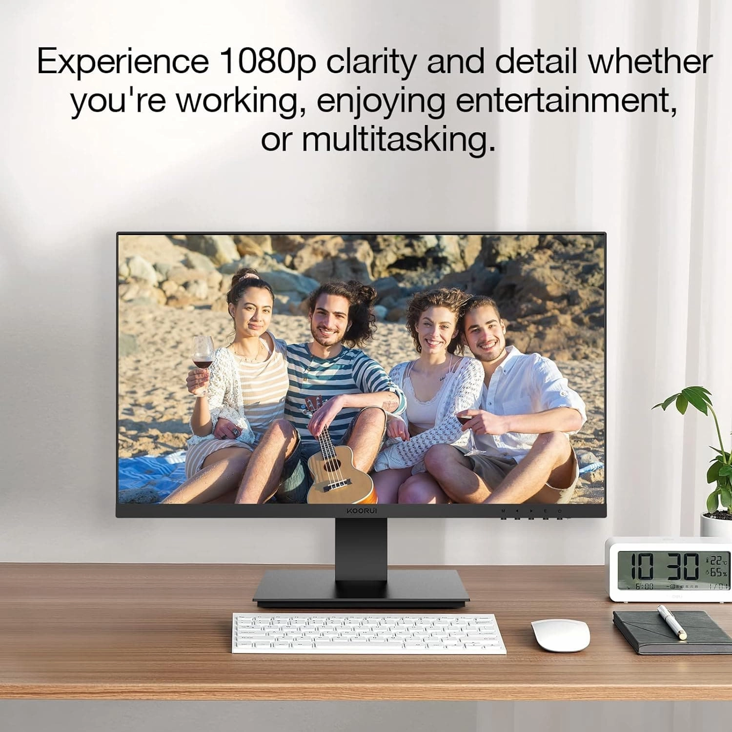 KOORUI 27" FHD Frameless Monitor - 1080P, 75Hz, HDMI VGA, 99% sRGB, 5ms, Eye Care, Virtually Borderless Display