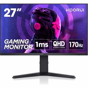 KOORUI 27" QHD Gaming Monitor - 1440p IPS, 1ms, 144Hz HDMI, 170Hz DisplayPort, HDR400, DCI-P3 90%, Height Adjustable & Rotatable retro game consoles, buy sega console, retro gaming accessories