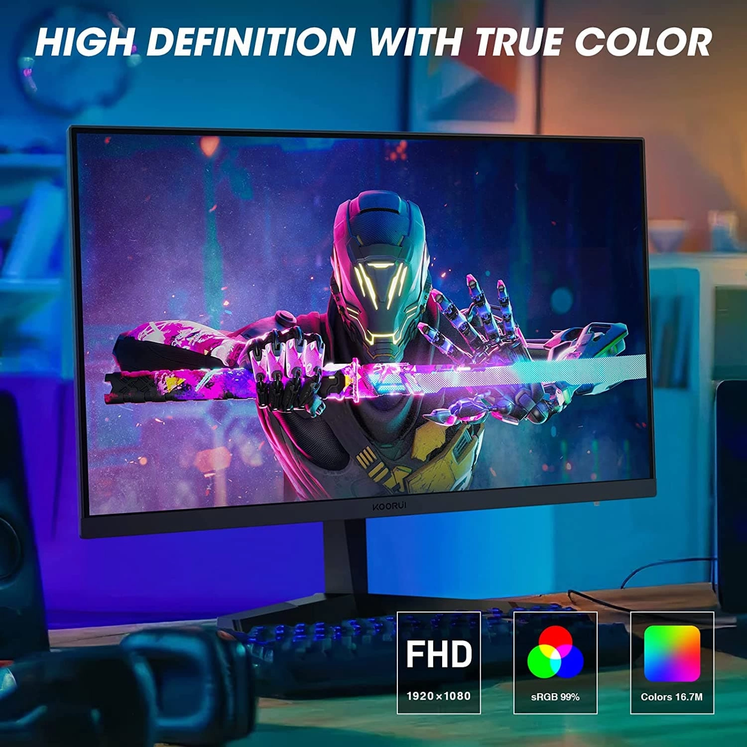KOORUI Monitor Gaming, 24 Inch Computer Screen 24E3  - Black