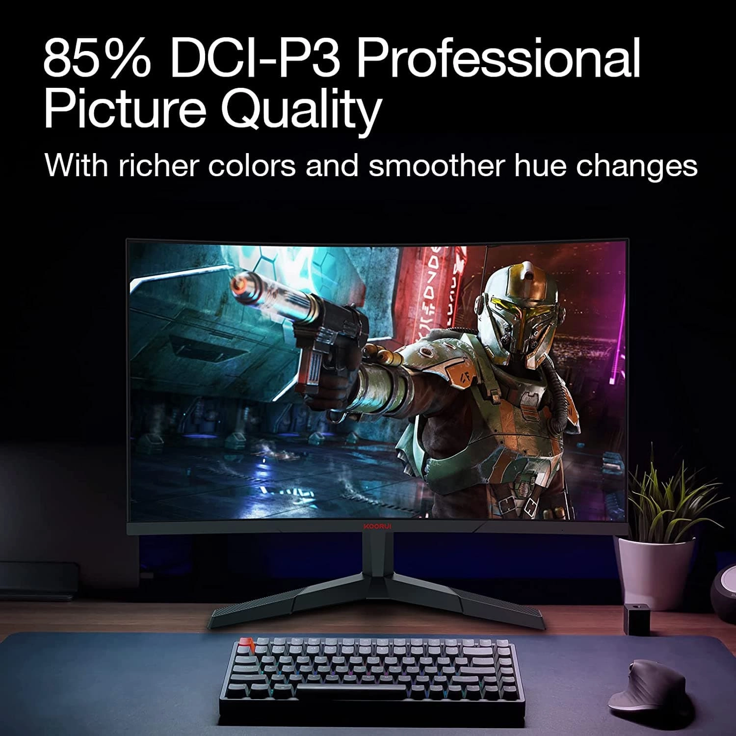 KOORUI QHD Curved 27 Inch Monitor