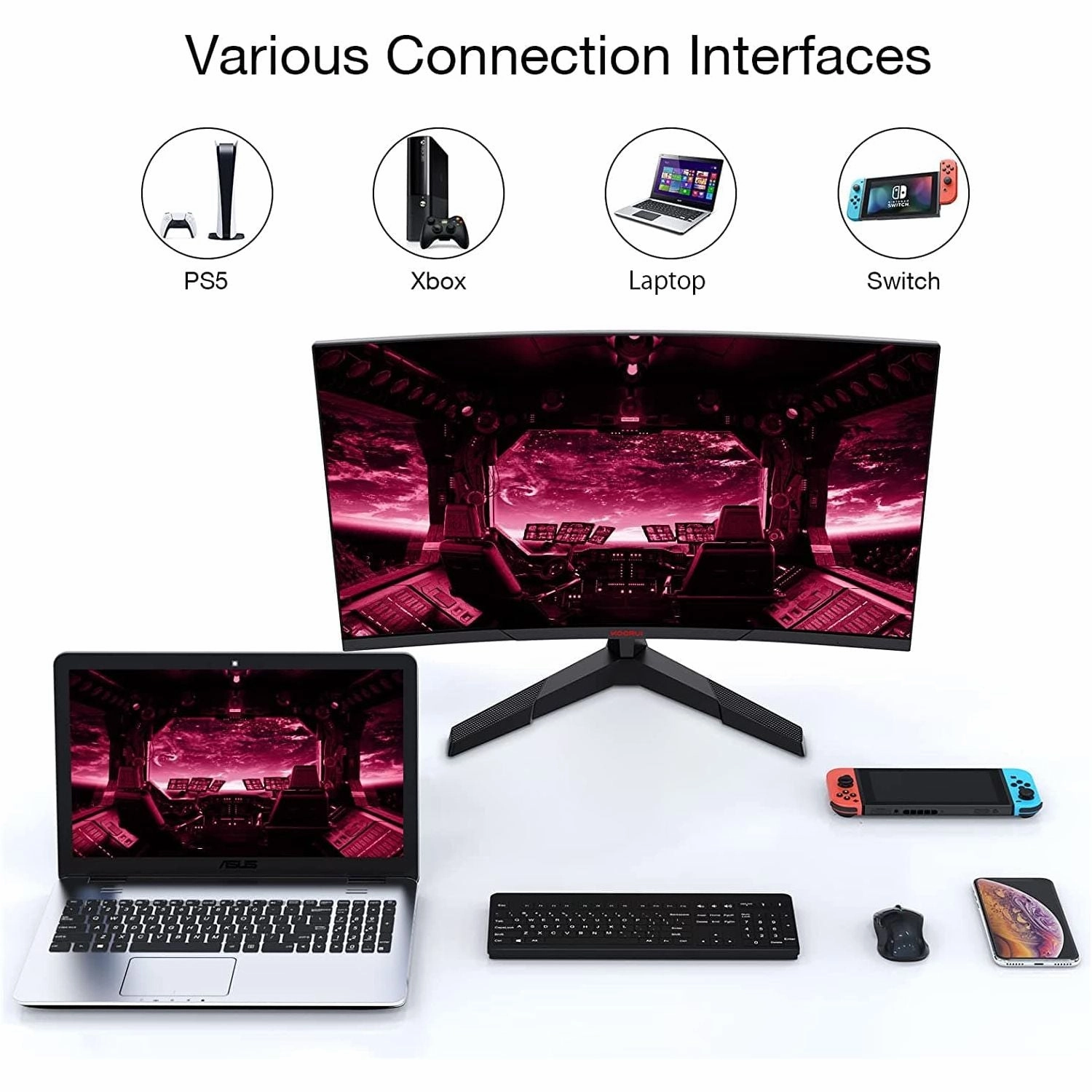 KOORUI QHD Curved 27 Inch Monitor