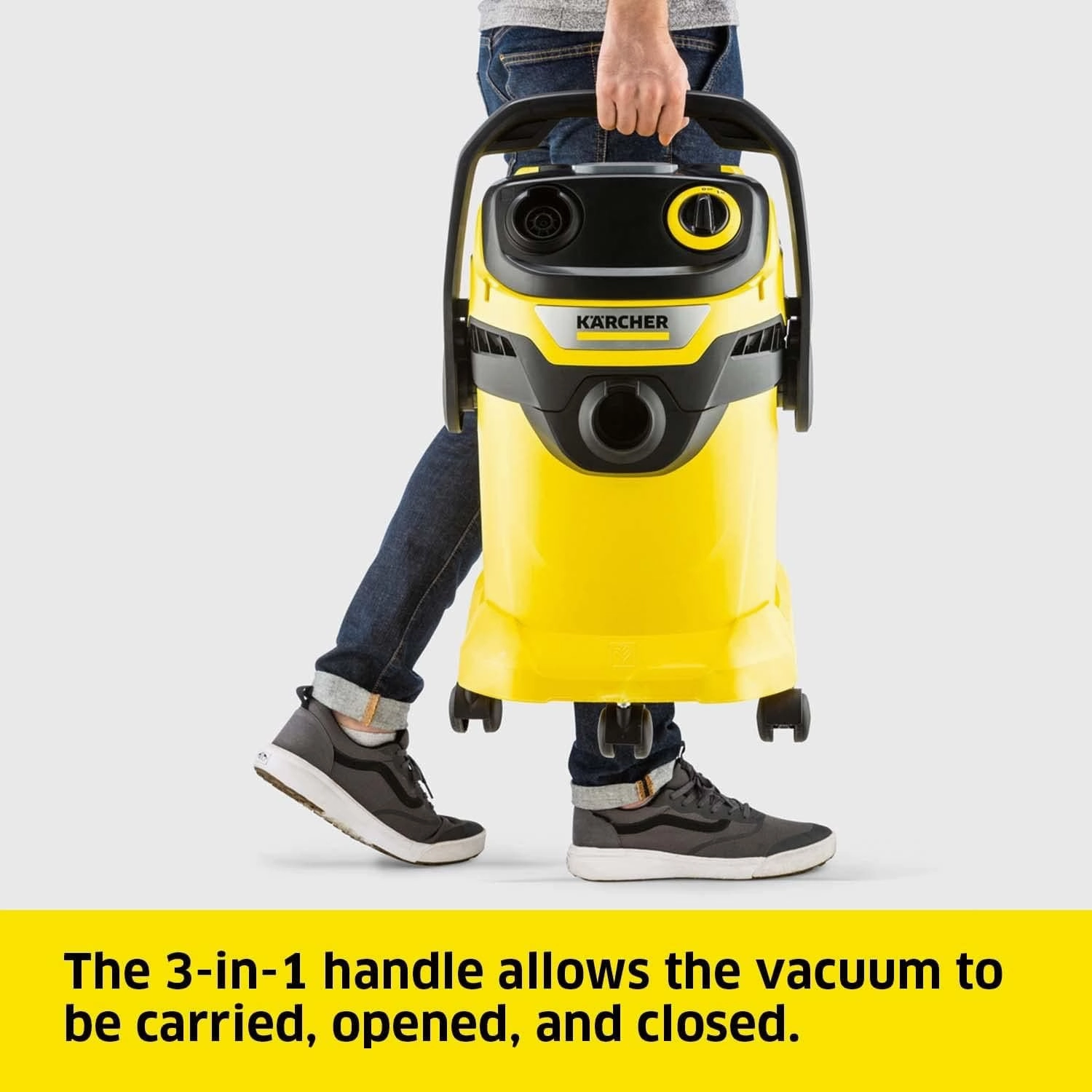 Krcher 16283020 Wet & Dry Vacuum Cleaner WD 5, blower function, power: 1100w, plastic container: 25 L, suction hose: 2.2 m, incl. floor and crevice nozzle, Yellow