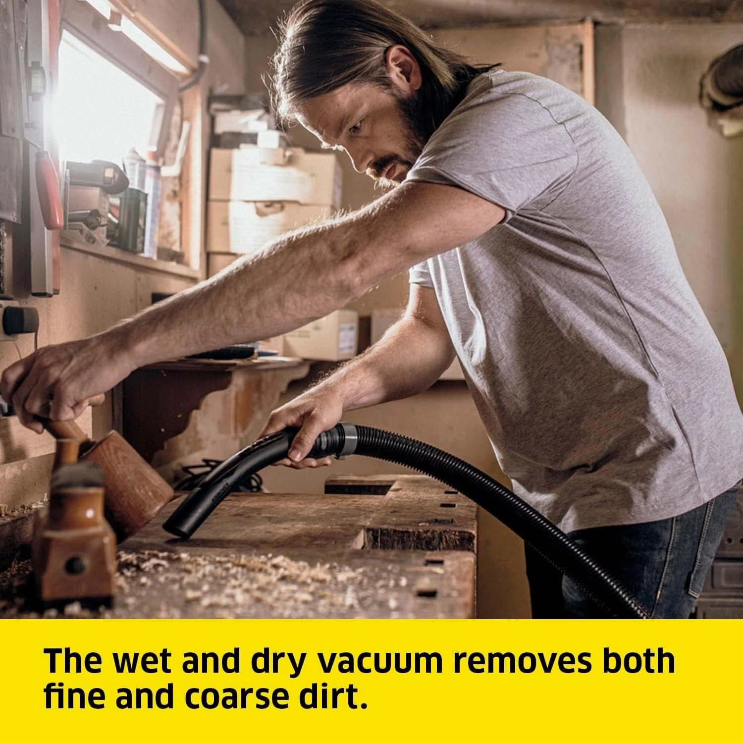Krcher 16283020 Wet & Dry Vacuum Cleaner WD 5, blower function, power: 1100w, plastic container: 25 L, suction hose: 2.2 m, incl. floor and crevice nozzle, Yellow