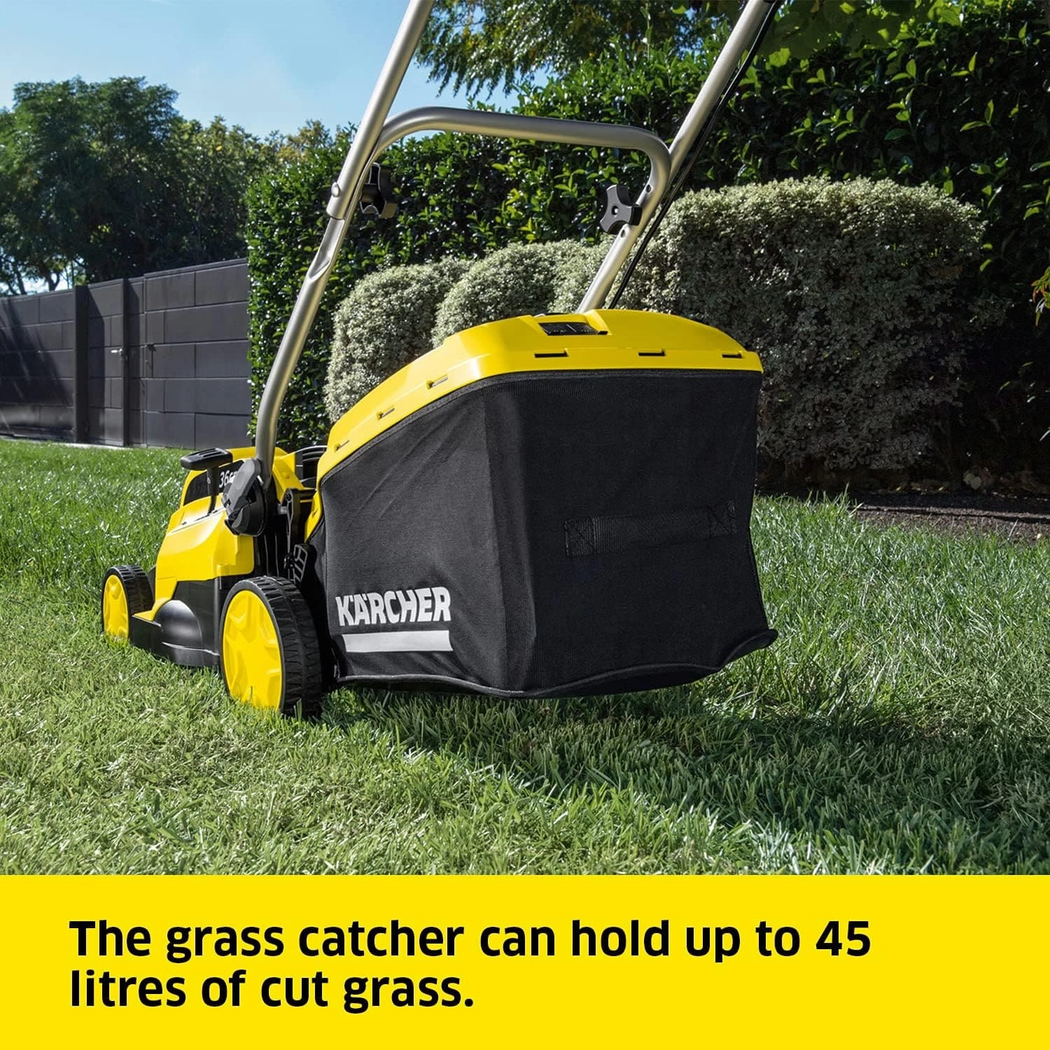 Krcher 18v Lawn Mower LMO 18-36 Battery Set, Incl. 18v Battery and Fast Charger, Performance: 350m, Cutting Width: 36cm, Adjustable Cutting Height: 30-70mm, Mulching Plug, 45L