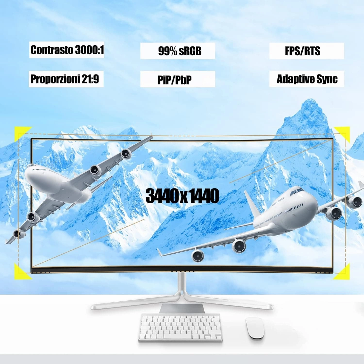 LC-Power 34 inch UWQHD (Ultrawide Gaming Monitor - Curved 1500R) VA Panel, 3440x1440, 100Hz, DP 1.2/HDMI, Adaptive Sync, Overdrive, Low Blue, GamePlus, Flicker-Free, VESA, RGB