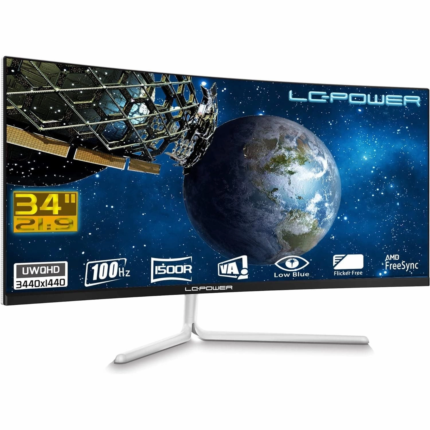 LC-Power 34 inch UWQHD (Ultrawide Gaming Monitor - Curved 1500R) VA Panel, 3440x1440, 100Hz, DP 1.2/HDMI, Adaptive Sync, Overdrive, Low Blue, GamePlus, Flicker-Free, VESA, RGB desktop computers, gaming desktop pc, all in one desktop deals