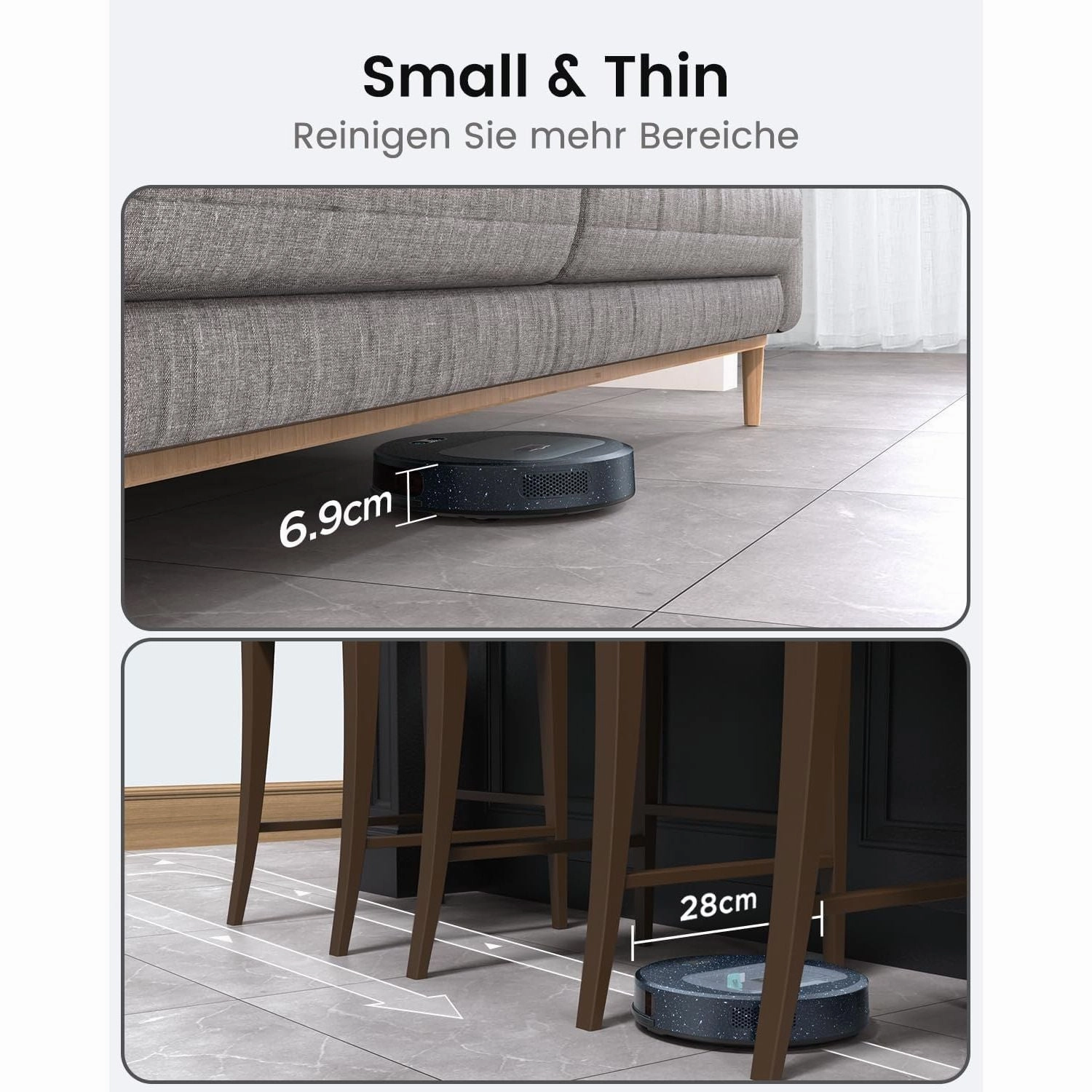 Lefant F1 Robot Vacuum Cleaner  5000Pa Strong Suction, 28x6.9cm Super-Thin, 600ml Visual Dust Box, Virtual Magnetic Stripe, Alexa-Compatible, Starry Skins