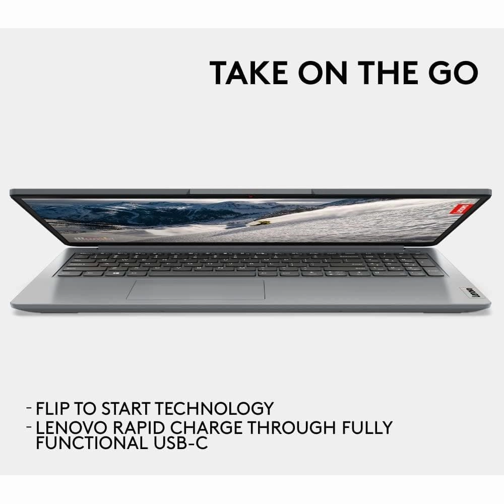 Lenovo IdeaPad 1 Laptop - 15" FHD Display, Intel Celeron N4020, 4GB RAM, 128GB SSD, Windows 11 Home S - Cloud Grey