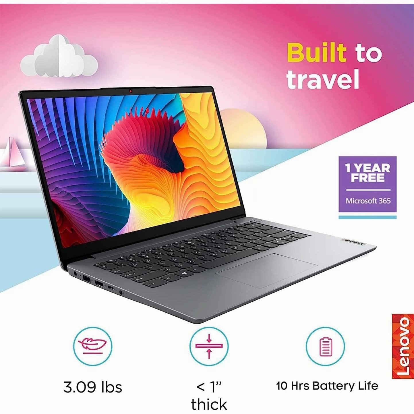 Lenovo Ideapad 1i 14 Laptop, Intel Celeron N4020 Processor, 4GB RAM, 64GB eMMC Flash Memory, Intel HD Graphics 500 - 128 GB - Silver