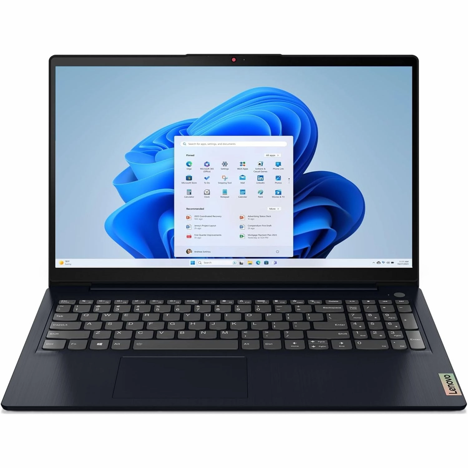 Lenovo IdeaPad 3 - 15.6 Inch - 128GB SSD - 4GB RAM - Intel Core i3-1115G4 - Intel UHD Graphics - Windows 11 Home - Abyss Blue