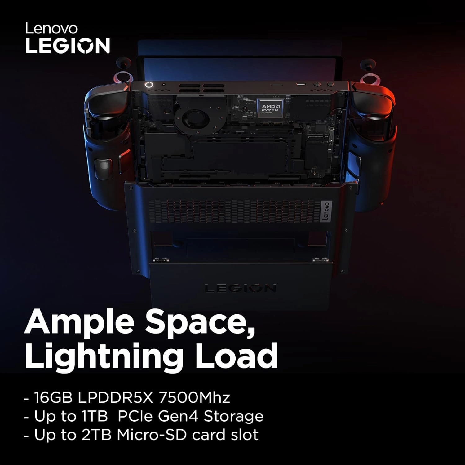 Lenovo Legion Go Handheld Gaming Console, 8.8-inch 2K Display, AMD Ryzen Z1 Extreme, 16GB RAM, 512GB SSD, Windows 11 Home