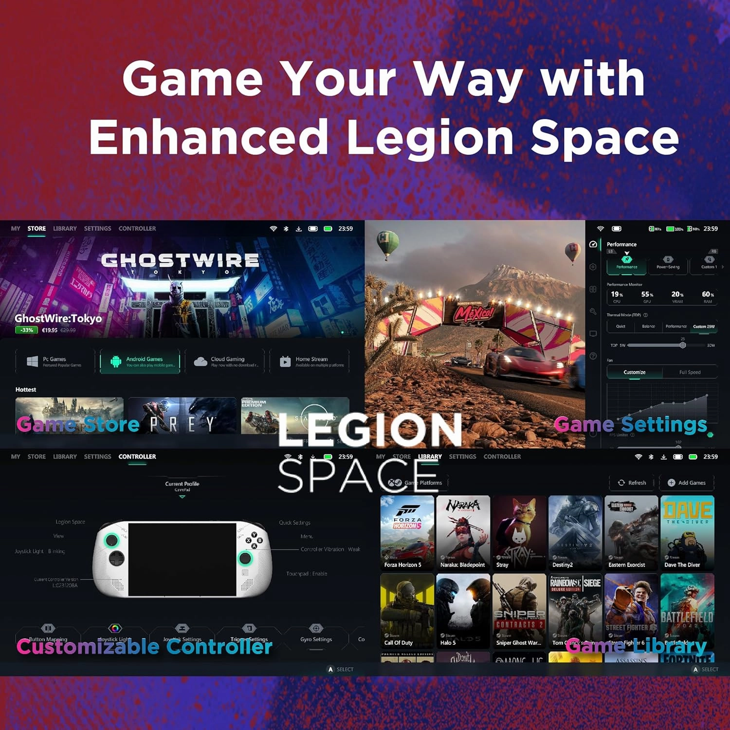 Lenovo Legion Go S Gaming Console  8" WUXGA Touch Display, 120Hz, AMD Ryzen Z2 Go, 16GB RAM, 512GB SSD, Windows 11  Glacier White