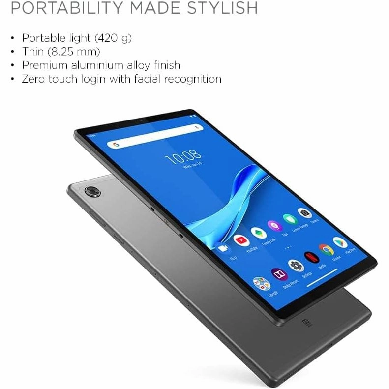 Lenovo Tab M10 HD (2nd Gen), 10.1-inch Display- (Octa core 2.3GHz, 4GB RAM, 64GB Storage, Android 10) - Iron Grey