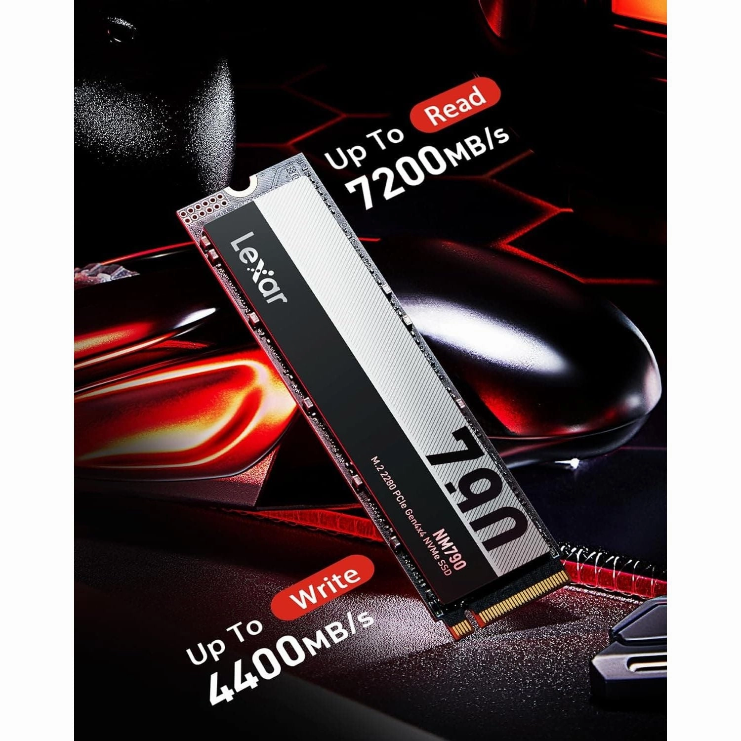 Lexar NM790 512GB M.2 PCIe Gen4x4 NVMe SSD - Up to 7200MB/s Read, 4400MB/s Write for PS5, PC & Laptop