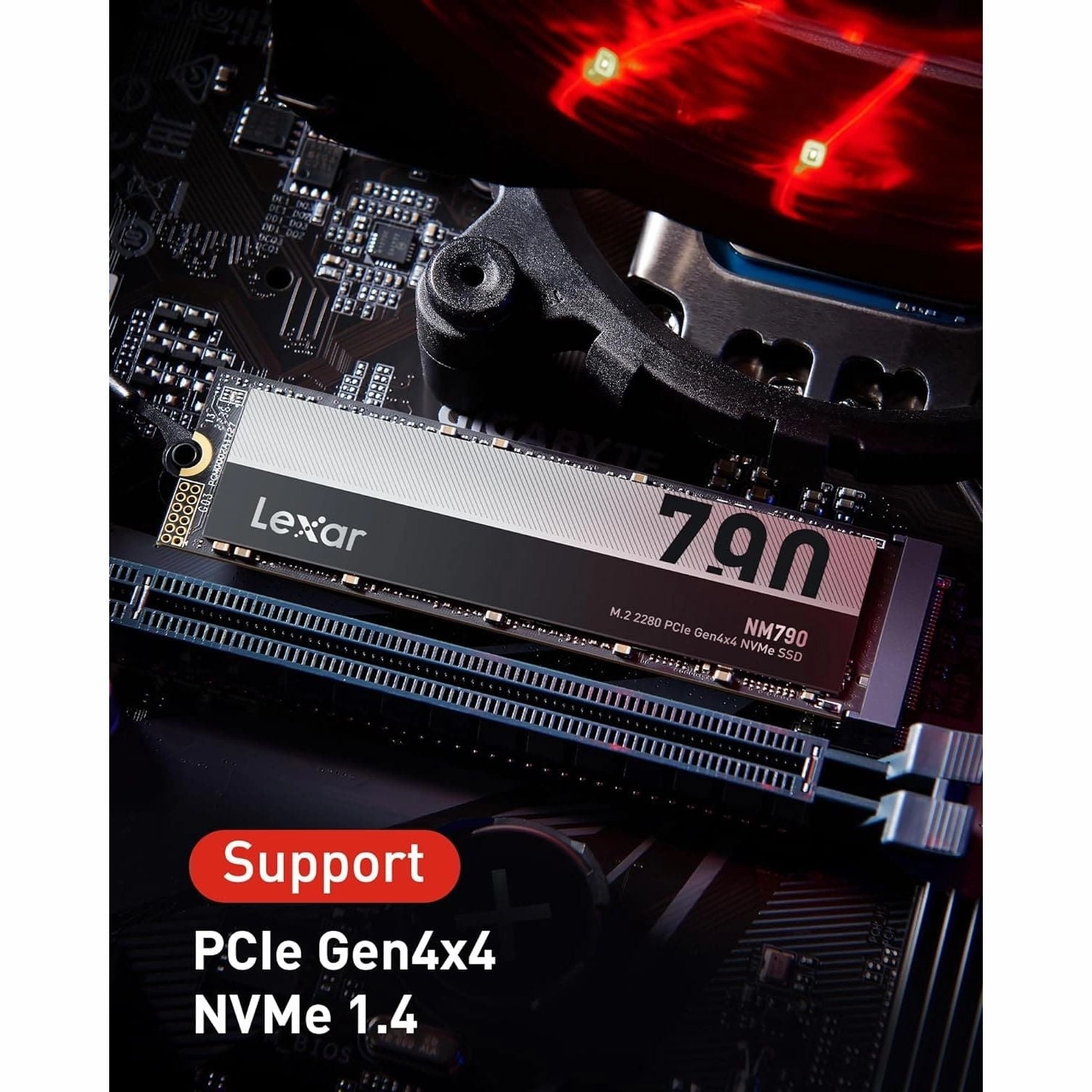 Lexar NM790 512GB M.2 PCIe Gen4x4 NVMe SSD - Up to 7200MB/s Read, 4400MB/s Write for PS5, PC & Laptop