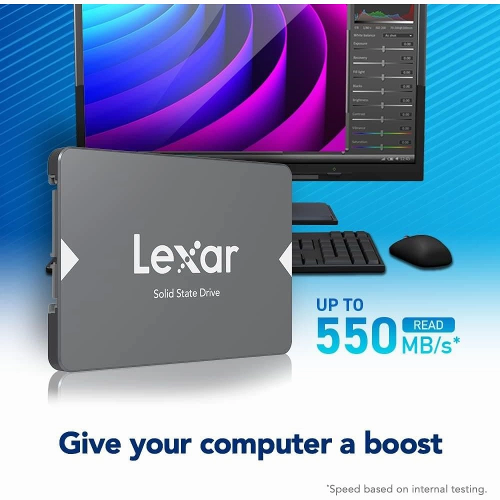 Lexar NS100 512GB 2.5" SATA III SSD, Up to 550MB/s Read, for Laptop & Desktop PC (LNS100-512AMZN)