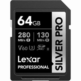 Lexar Silver Pro 64GB SD Card - UHS-II, V60, U3, C10, Up to 280MB/s Read Speed, SDXC for Professional Photographers & Videographers (LSDSIPR064G-BNNAA), Black desktop computers, gaming desktop pc, all in one desktop deals
