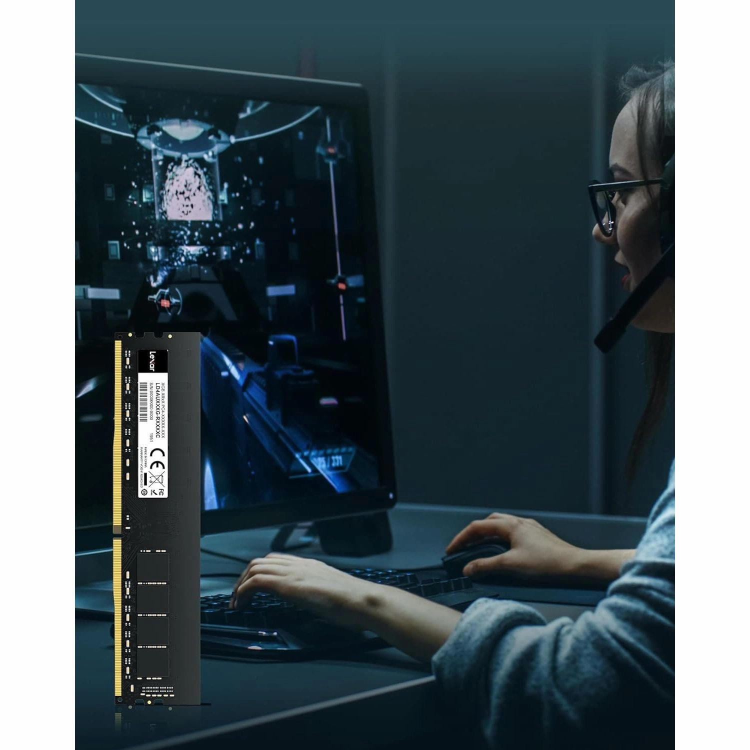 Lexar UDIMM 16GB DDR4 RAM, 3200 MHz, 288-Pin DDR4 U-DIMM Desktop Memory, High-Performance Computer Memory, PC RAM Module Upgrade
