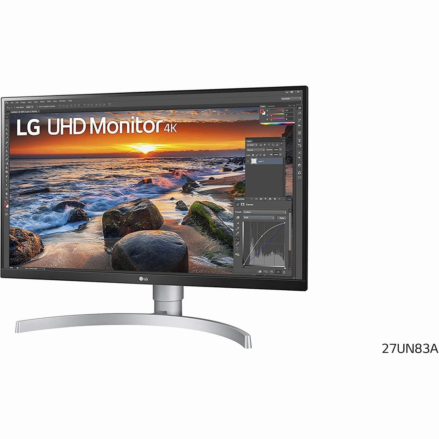 LG Electronics UHD 4K Monitor - 27UN83A-W, 27 inch, IPS Monitor, 60 Hz,5 ms,3840 x 2160 px, USB Type-C, sRGB 99%, Radeon FreeSync, White