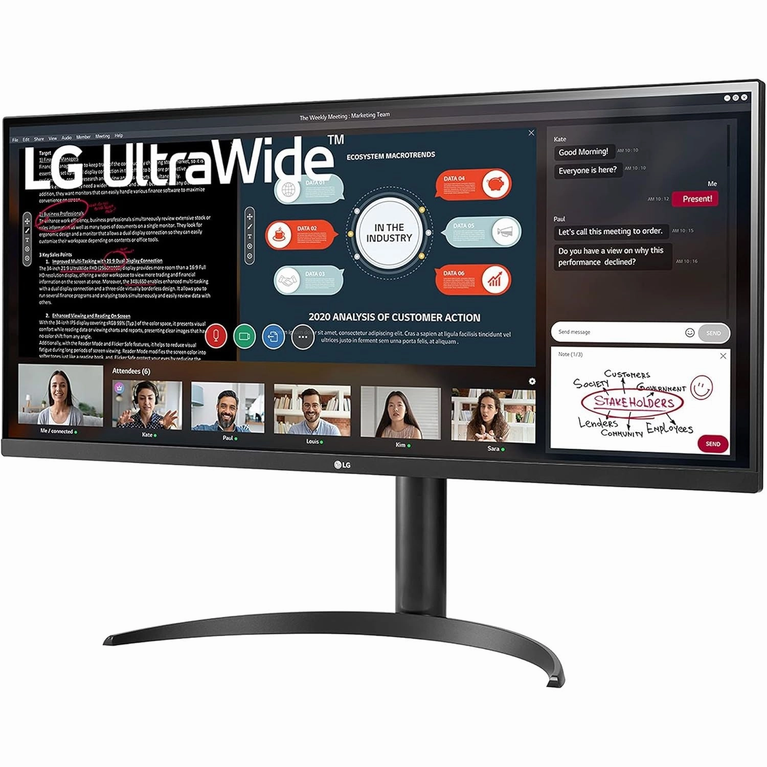 LG UltraWide 34WP550-B 34" IPS Monitor - 2560x1080, 21:9, 60Hz, 5ms, AMD FreeSync, 3-Side Borderless Design