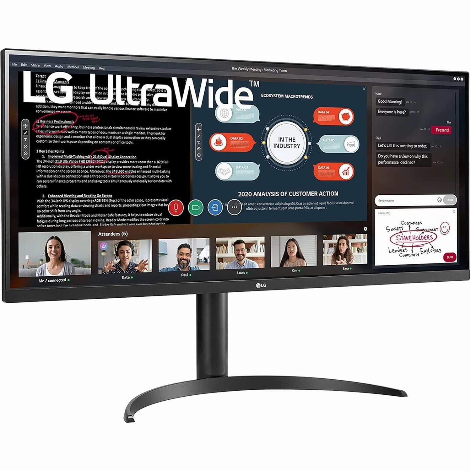 LG UltraWide 34WP550-B 34" IPS Monitor - 2560x1080, 21:9, 60Hz, 5ms, AMD FreeSync, 3-Side Borderless Design